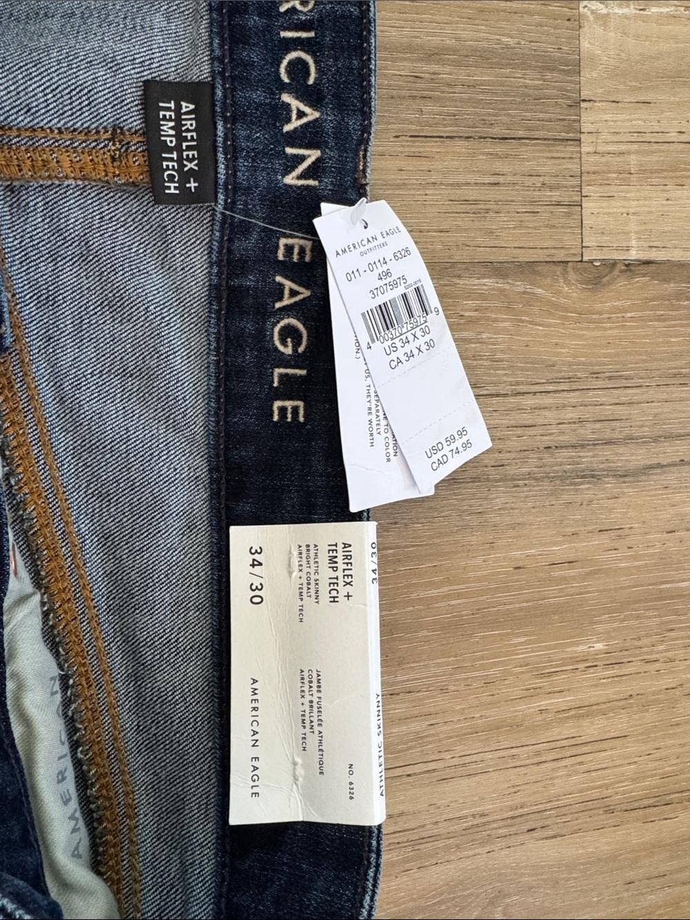 American Eagle Outfitters Men’s Washed Blue Slim Straight Jeans - Picture 2 of 4